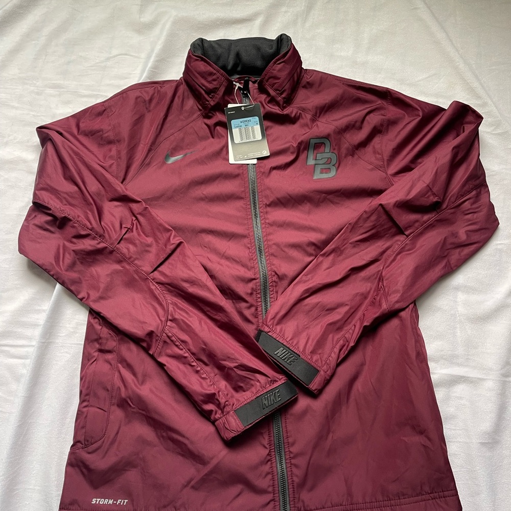 Nike Burgundy Storm-FIT Windbreaker with Zip-Away Hood
